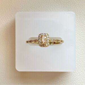 Gold Halo Morganite and Diamond Accent Ring